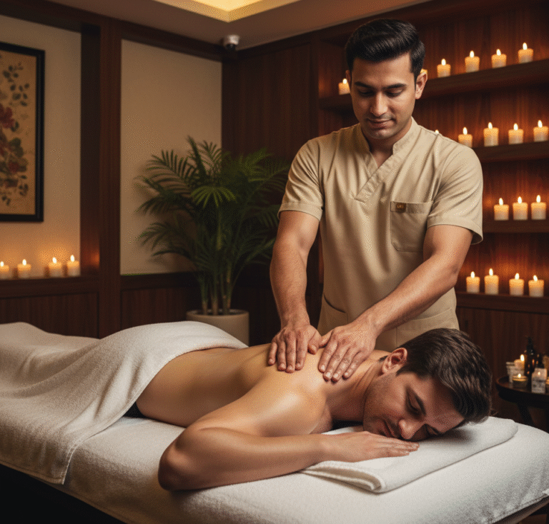 professional male therapist giving spa massage in Delhi